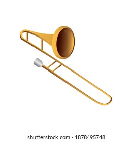 trombone wind musical instrument vector illustration detailed icon