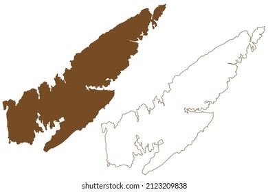 Tromoya island (Kingdom of Norway) map vector illustration, scribble sketch Tromoy map