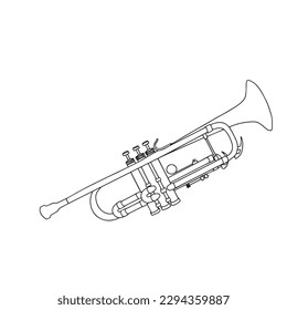 Trompette in doodle style. Musical instrument. Vector illustration.