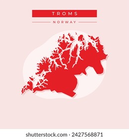 Troms map and black lettering design on white background