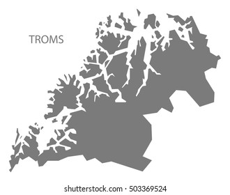 Troms Norway Map grey
