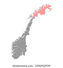 Troms og Finnmark county map, administrative region of Norway. Vector illustration.