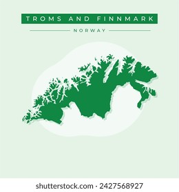 Troms og Finnmark county map, administrative region of Norway. Vector illustration.