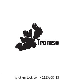 Tromso map and black lettering design on white background