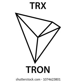 Tron cryptocurrency blockchain icon. Virtual electronic, internet money or cryptocoin symbol, logo