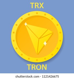 Tron cryptocurrency blockchain icon. Virtual electronic, internet money or cryptocoin symbol, logo