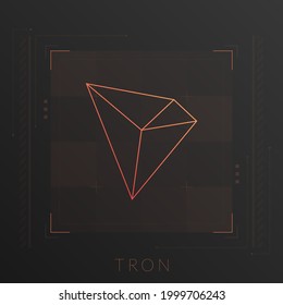 Tron cryptocurrency colorful gradient logo with thin line decoration.
