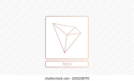 Tron cryptocurrency colorful logo isolated on white pattern background.