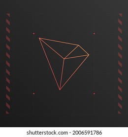 Tron cryptocurrency colorful logo with thin line decoration. Isolated on dark background.