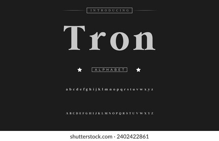 Tron Lettering Minimalist Fashion. Elegant alphabet letters serif font and number. Typography fonts regular uppercase, lowercase.