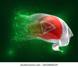 Tron, vector 3d flag on green background and numbers