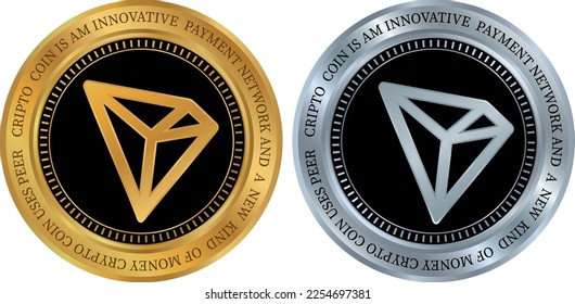 tron virtual currency logo. vector illustrations. 3d illustrations.