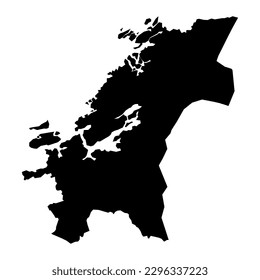 Trondelag county map, administrative region of Norway. Vector illustration.