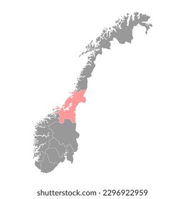 Trondelag county map, administrative region of Norway. Vector illustration.