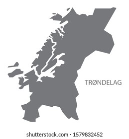 Trondelag state map of Norway grey illustration