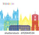 Trondheim skyline pop in editable vector file