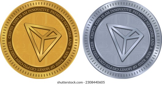 tron-trx virtual currency logo. vector illustrations. 3d illustrations.