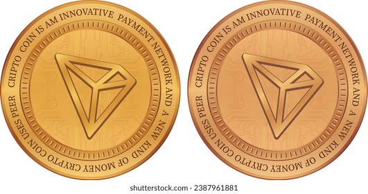 tron-trx virtual currency logo. vector illustrations. 3d illustrations.