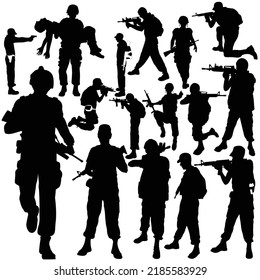 Troop Soldiers Silhouette Vector Illustration Isolated Stock Vector ...