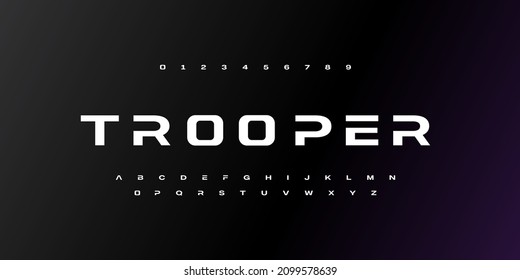 trooper, an Abstract technology space font and alphabet. techno effect fonts designs. Typography digital sci-fi concept. vector illustration