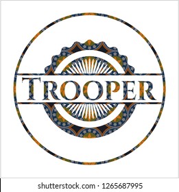 Trooper arabic style badge. Arabesque decoration.