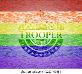 Trooper on mosaic background with the colors of the LGBT flag