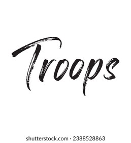 troops text on white background.