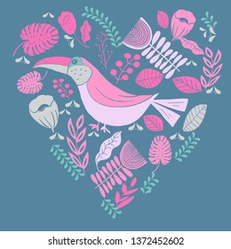 tropcal birds Toucan colourful and bright vector 