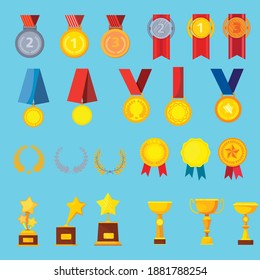 Trophies and awards set Vector Illustrator Design  