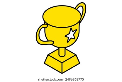 Trophies, business icons for targets, goal attainment, and goal, isometric illustrations, Vector Illustration