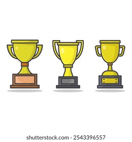 Trophies illustrated on white background