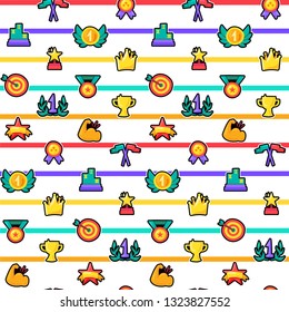 Trophies seamless color vector pattern
