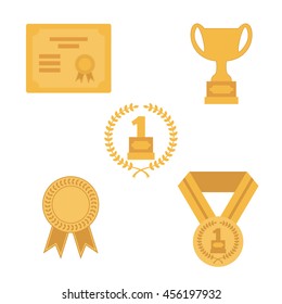trophies set in flat design