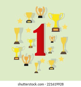trophies won by the number one. vector image