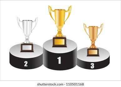 trophies-gold silver and bronze