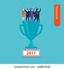 Trophy 2017. Vector illustration Eps10 file. Global colors. Text and Texture in separate layers.