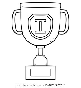 trophy for 2nd illustration hand drawn outline vector