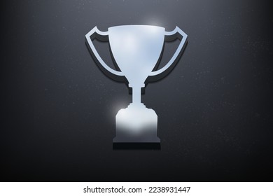 Trophy 3D Logo Design, Shiny Mockup Logo with Textured Wall. Realistic Vector