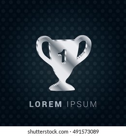 Trophy 3D silver/platinum metallic chromium precious Icon / Logo Design