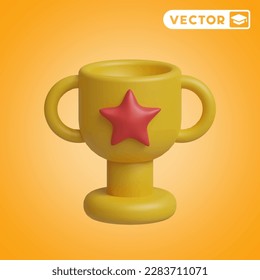 trophy 3D vector icon set, on a orange background