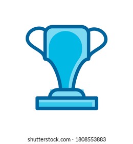 trophy, achievement symbol flat blue color, Vector Illustration