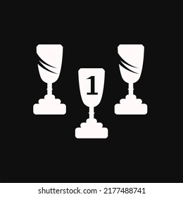 trophy achievement vector white on black background