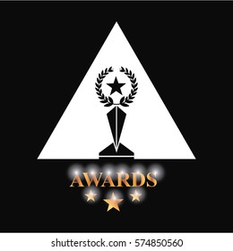 trophy of actors awards concept over black background. colorful design. vector illustration