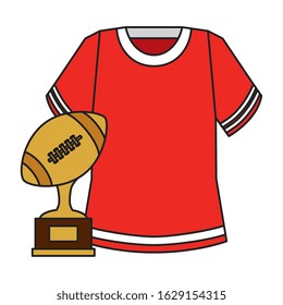 trophy and american football shirt vector illustration design