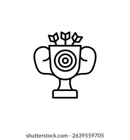 Trophy With Arrows Hitting The Bullseye Target Achievement Concept