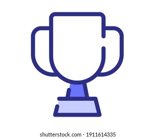 galardonado con trofeo icono aislado único con estilo de línea discontinua o líneas de guión