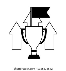 trophy award cup with arrows up and flag