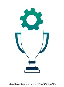 trophy award cup with gear machine