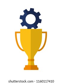 trophy award cup with gear machine