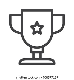 Trophy award cup line icon, outline vector sign, linear style pictogram isolated on white. Symbol, logo illustration. Editable stroke.